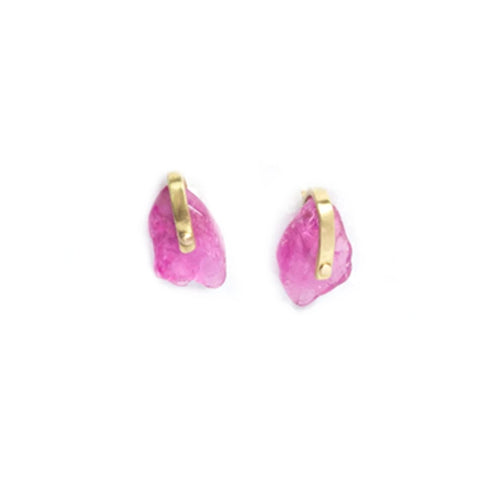 Pink Tourmaline Stud Earrings, 18K