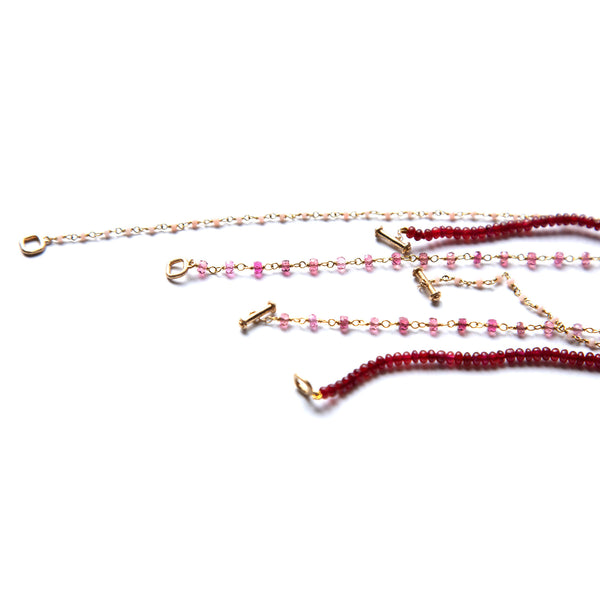 Pink Tourmaline and 18k Beaded Necklace