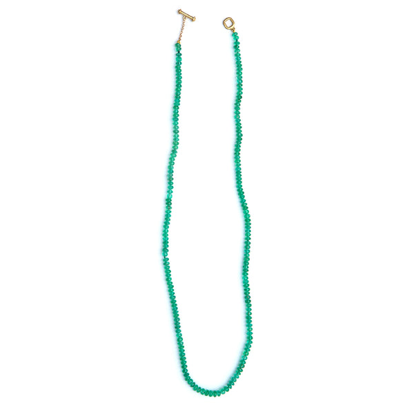 Emerald Bead Necklace, 18K