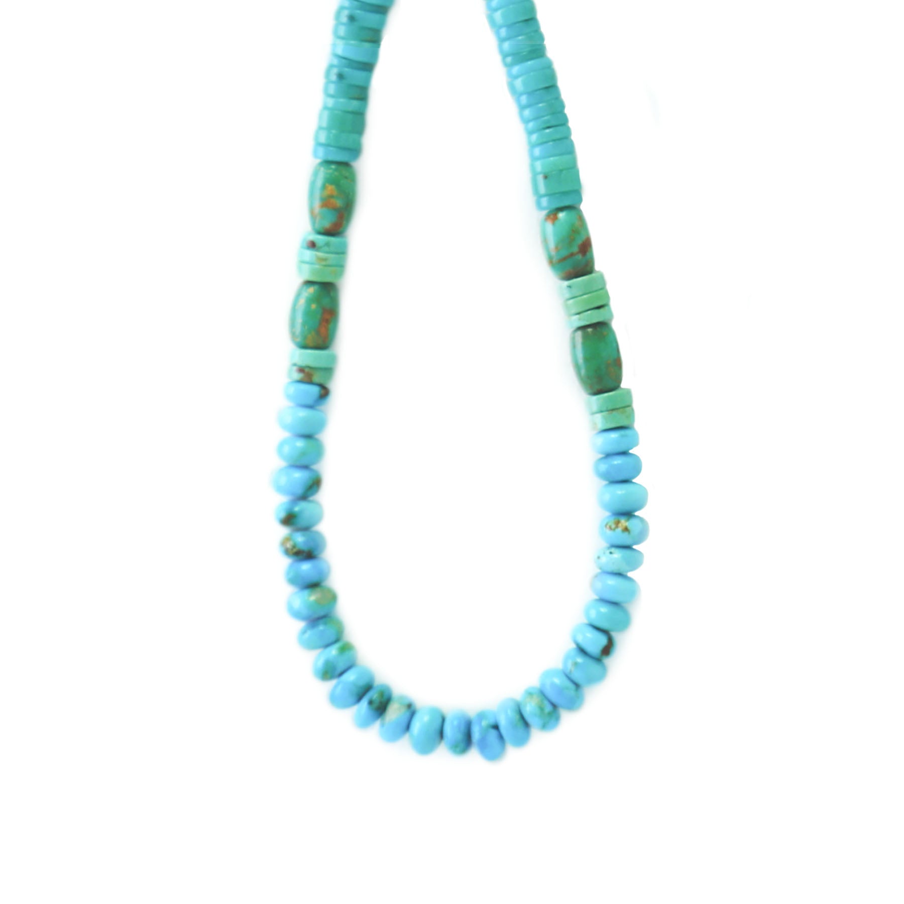 Mexican Turquoise and 18k Mixed Shape Necklace