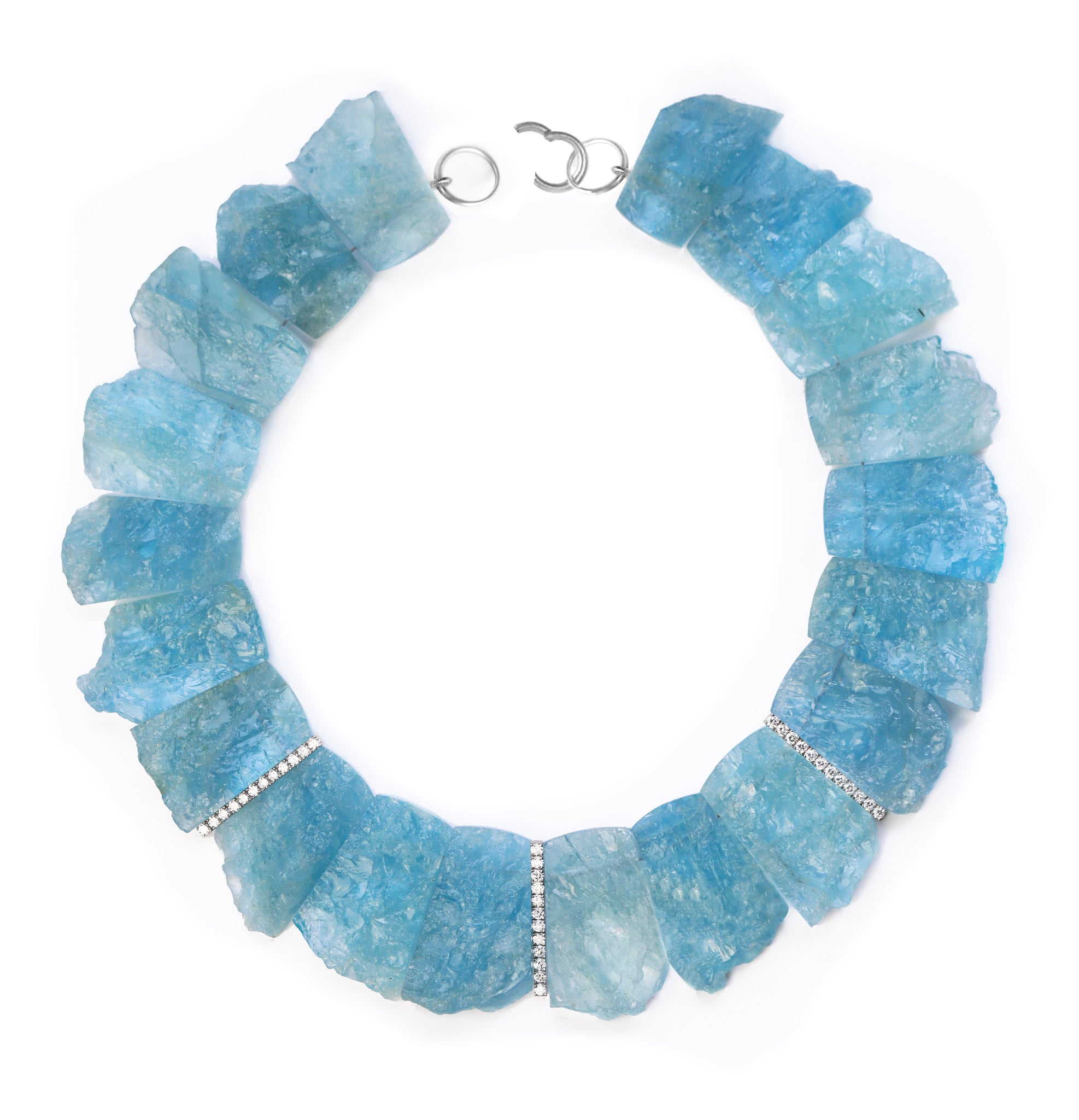 Aquamarine & Diamond Statement Necklace, 18”