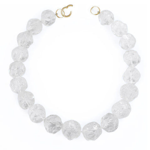 Rock Crystal Large Round Bead Necklace, 18K