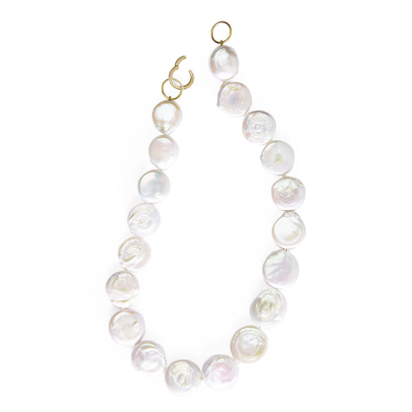 Freshwater Coin Pearl Necklace, 18K