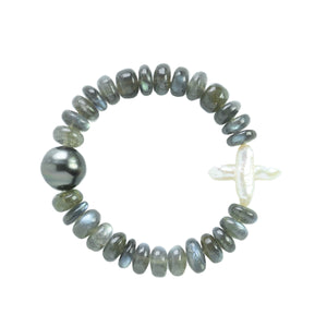 Labradorite, Tahitian & Freshwater Pearl Bracelet