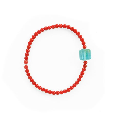 Coral and Aquamarine Bracelet