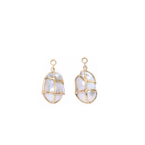 Caged Pearl Earring Attachment, 18k