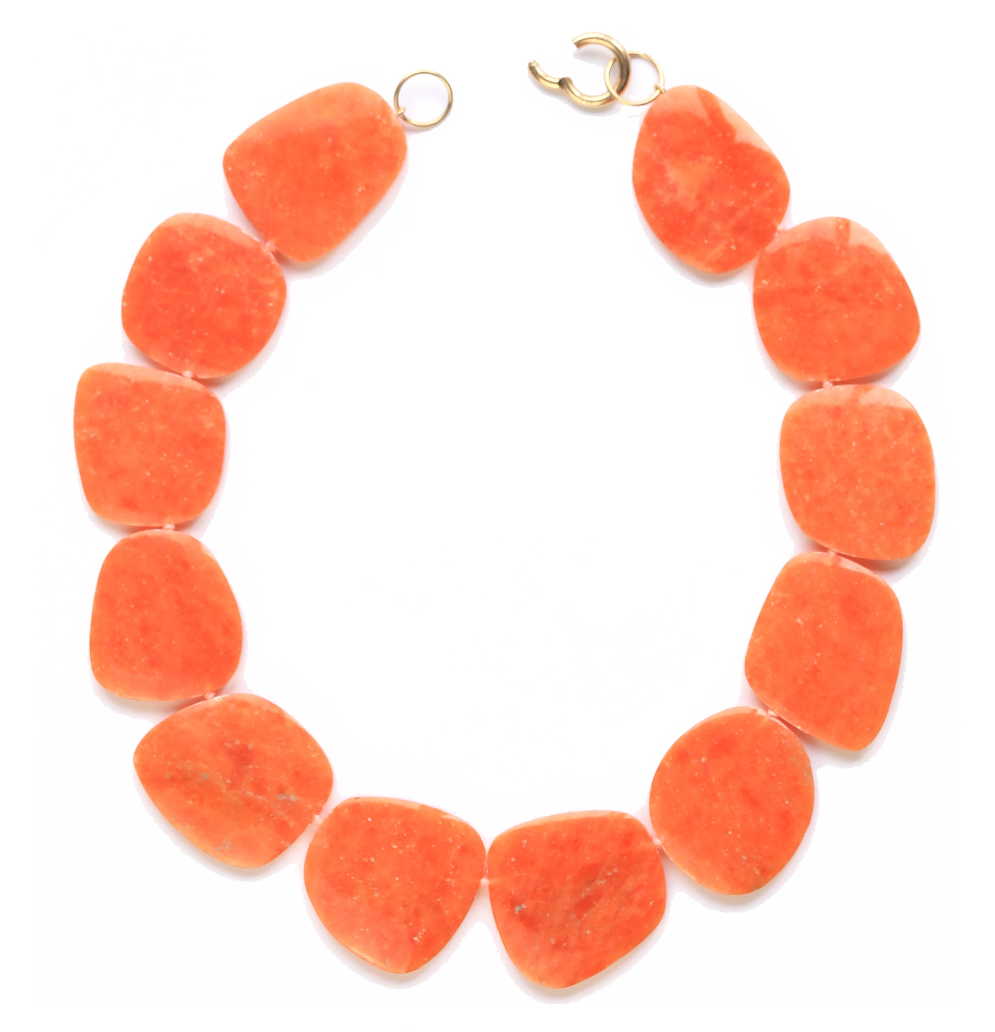 Orange Calcite Statement Necklace, 18k