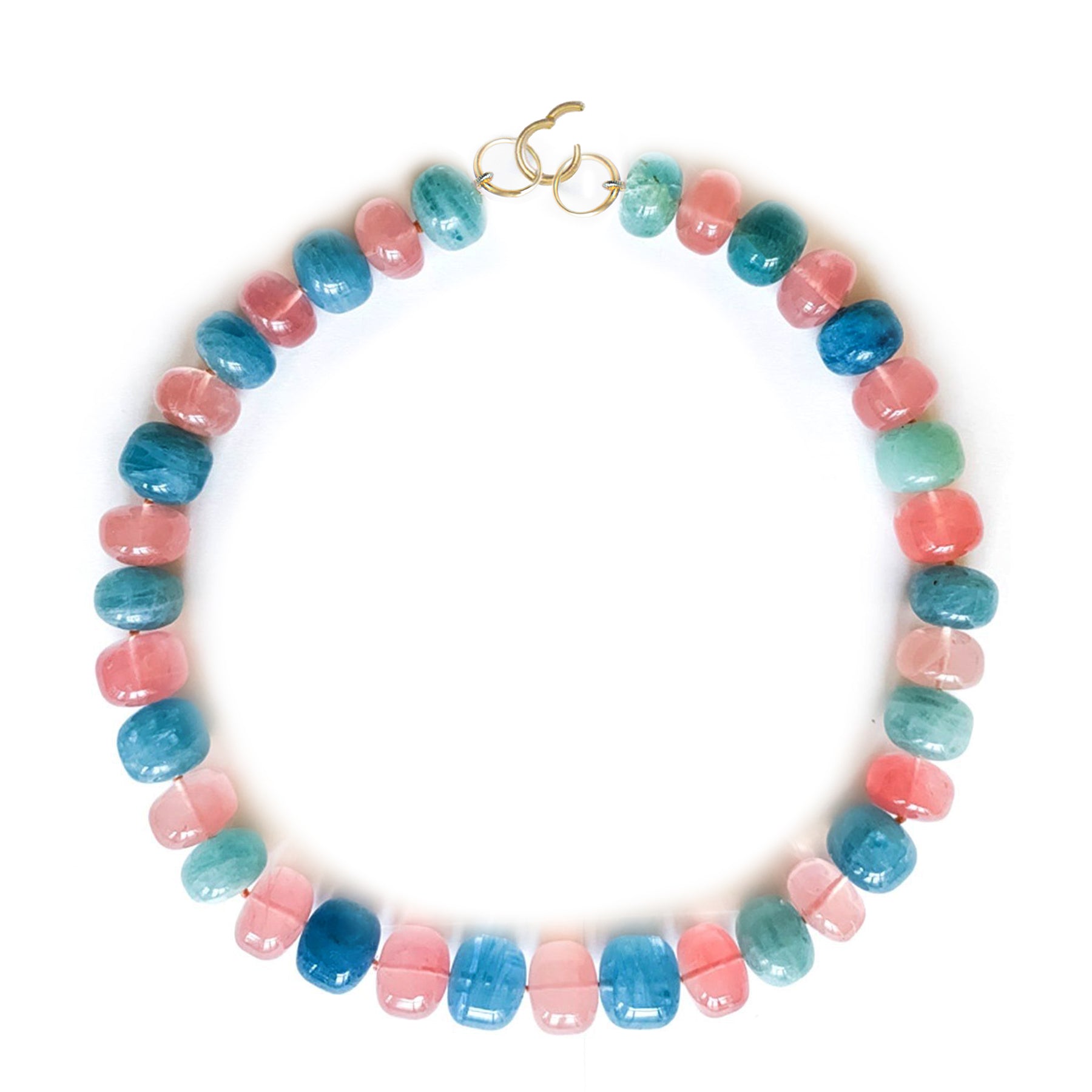 Aquamarine and Rose Quartz Necklace, 18k