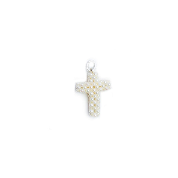 Freshwater Pearl Cross Amulet, 18K