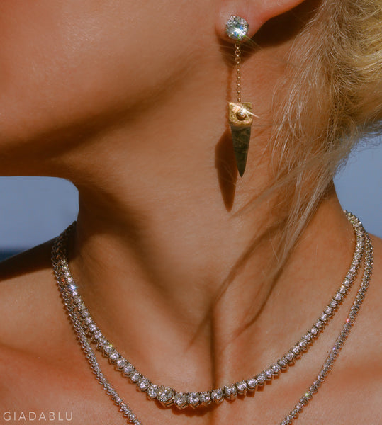 Ancient Arrowhead and Diamond Earring Attachment, 18K