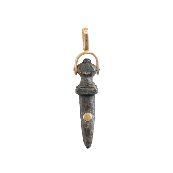 Ancient Bronze, Ruby and 18k Dagger Amulet