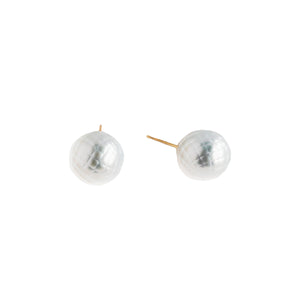 White South Sea Pearl Faceted Stud Earrings, 18k