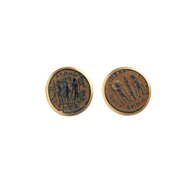 Roman Follis Ancient Coin 18k Stud Earrings