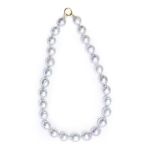 Grey Freshwater Pearl Necklace, 18K