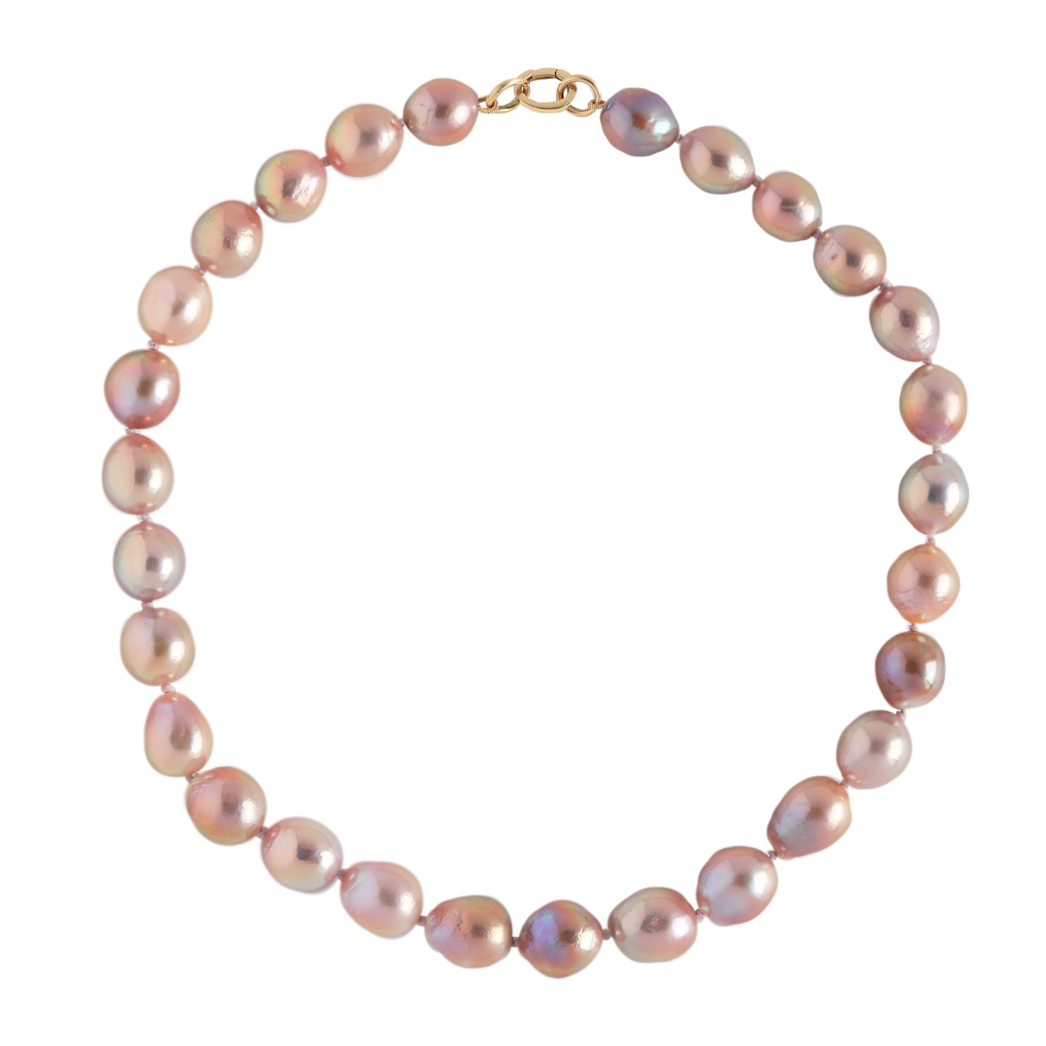 Pink Freshwater Baroque Pearl Necklace, 18k