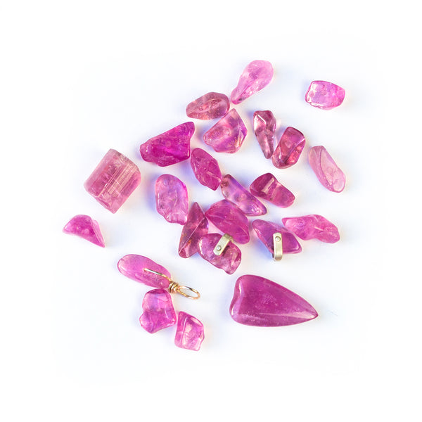 Pink Tourmaline Amulet, 18K