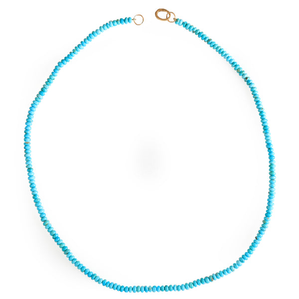 Mexican Turquoise Rondelle Beaded Necklace, 18k