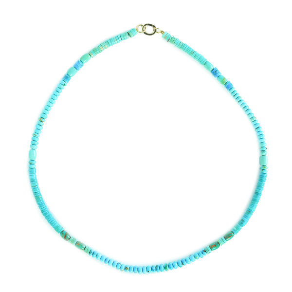 Mexican Turquoise and 18k Mixed Shape Necklace